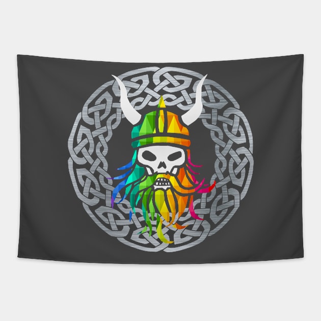 Viking Skull Tapestry by Wild Geometric