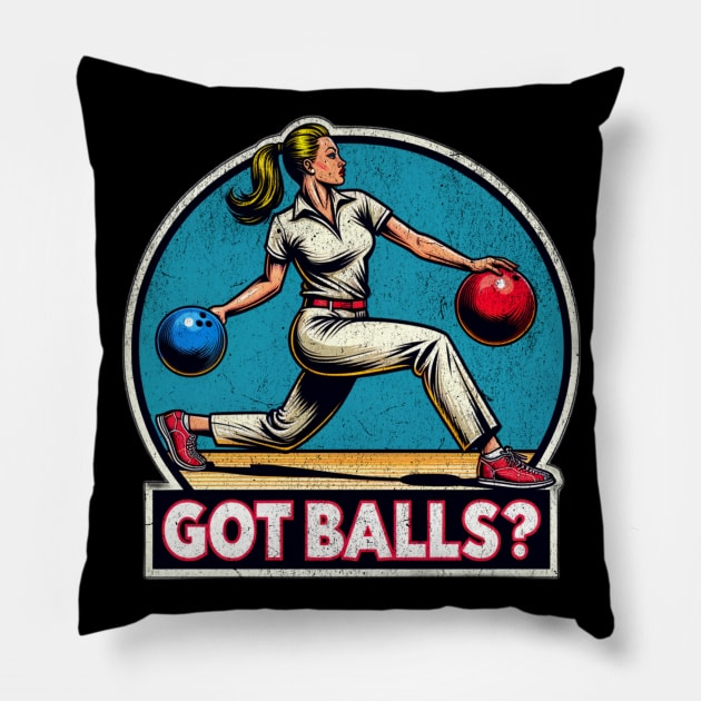 Hot Girls Loves Bowling Pillow by Bellinna