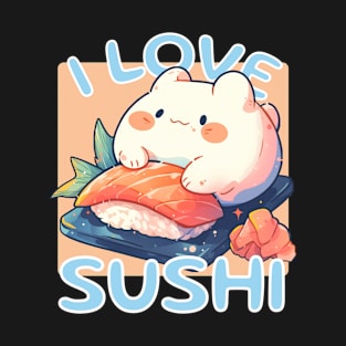 Bunny Sushi Lover - Cute Animal Eating Japanese Food T-Shirt