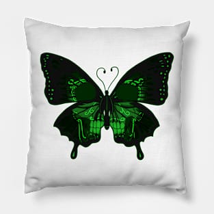 Green Butterfly skull Pillow