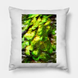 Green Bird Feather Abstract Pattern. For Feather & Bird Lovers. Pillow