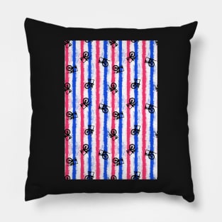 pink no blue, spinning wheel bounding stripes Pillow