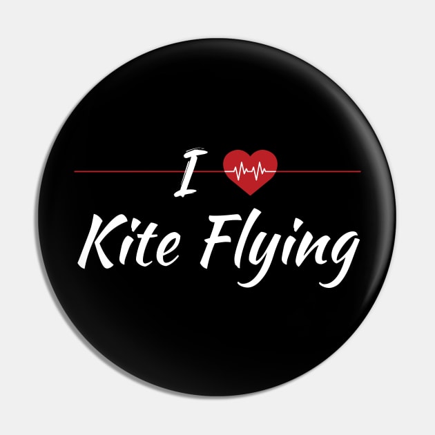 I Love Kite Fliying Cute Red Heart Pin by SAM DLS