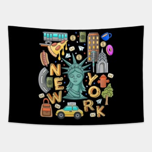 New York City Doodle Tapestry