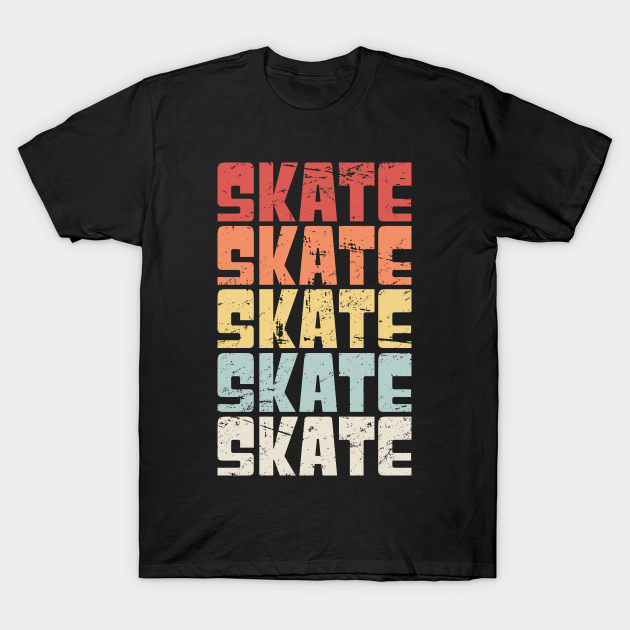 Discover Retro 70s SKATE Text - Roller Skates - T-Shirt