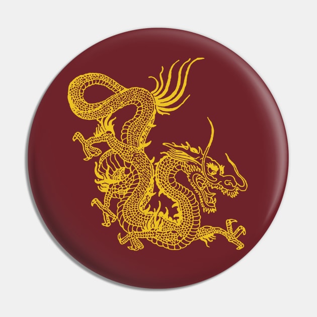 Yellow Chinese Dragon Pin by EddieBalevo