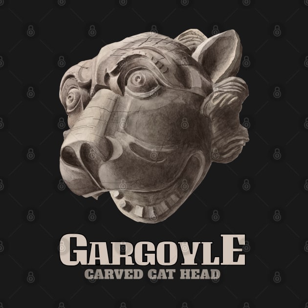 Gargoyle Carved Cat Head by KewaleeTee