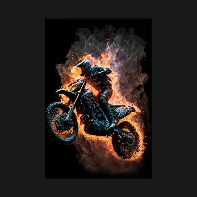 Dirt Bike With Flames by KoolArtDistrict