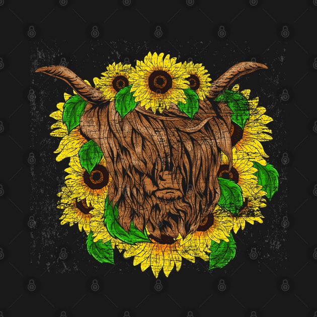 Sunflower Highland Cow by ShirtsShirtsndmoreShirts