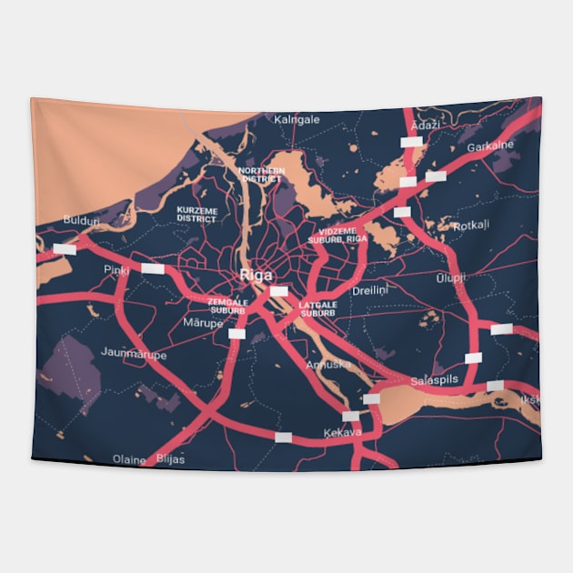 Riga colour map Tapestry by Mapmania