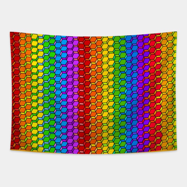 Pride Hexagon Pattern Tapestry by ArtAndBliss