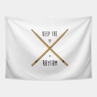 Drums sticks and text slogan Tapestry