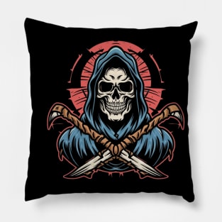 American Traditional Grim Reaper Tattoo Pillow