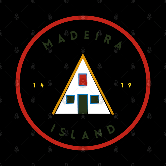 Madeira Island 1419 logo with the traditional Santana house in colour by Donaby