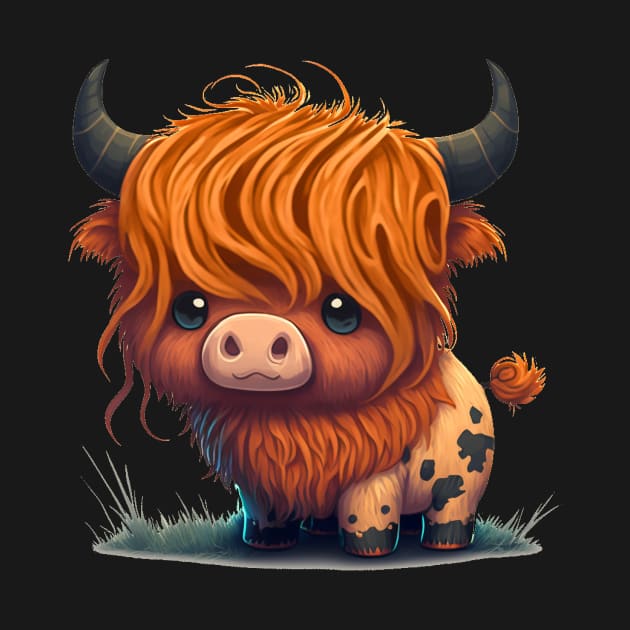 Highland Cow Cute Brown Fluffy by peachycrossing