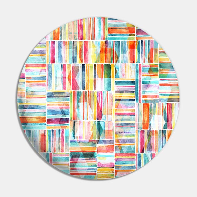 Summer Pastel Geometric and Striped Abstract on cream Pin by micklyn