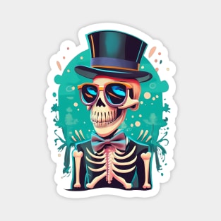 Skeleton in Top Hat and Sunglasses: The Coolest Skull in Town Magnet