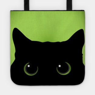 Peek-a-Boo Black Cat (Green) Tote