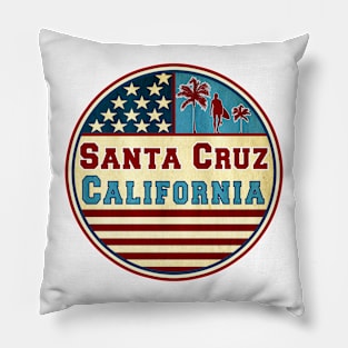 Surfing Santa Cruz California Ocean Surf Palms Surfer Pillow