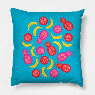 TROPICAL FRUITS WITH LOTSA DOTS in Pop Art Brights - UnBlink Studio by Jackie Tahara Pillow