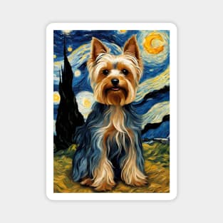 Yorkshire Terrier Yorkie Dog Breed in a Van Gogh Starry Night Art Style Magnet