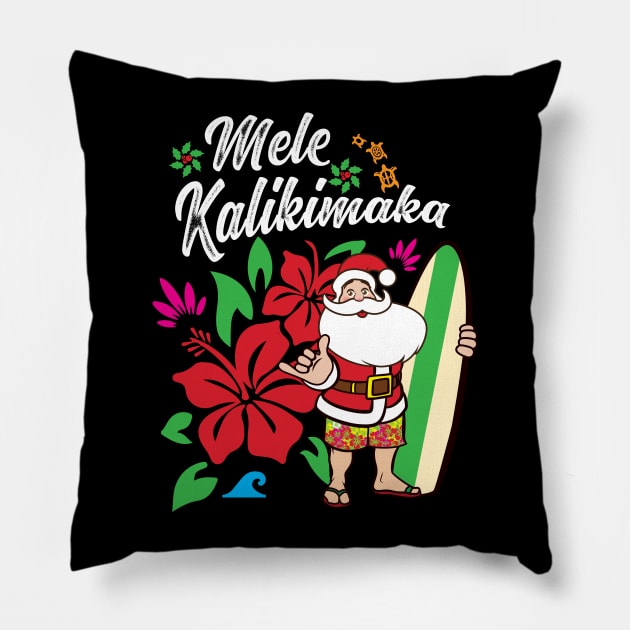 'Mele Kalikimaka' Cute Christmas Hawaiian Pillow by ourwackyhome