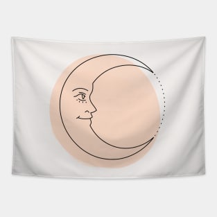 Boho Moon artwork fine line drawing Tapestry