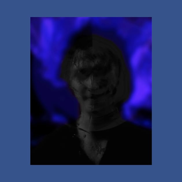 Portrait, digital collage and special processing. Man, like in night dreams. Demon. Gray and blue. by 234TeeUser234