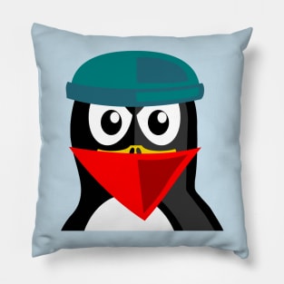 Crook Penguin Artwork for Black hat Coders and Nerds Pillow