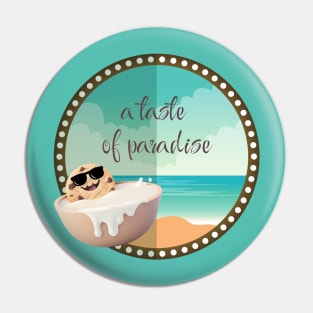 A Taste of Paradise - Cookie Sunbathing in Milk on the Beach Pin