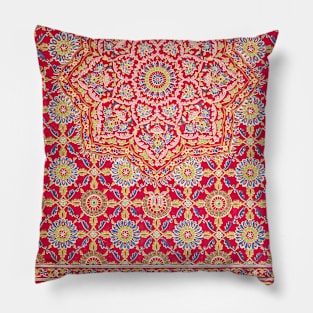 Indian embroidery on crimson silk Pillow