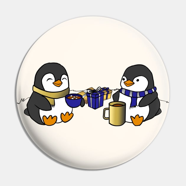 Jewish Penguins at Hanukkah Pin by Elizabeths-Arts