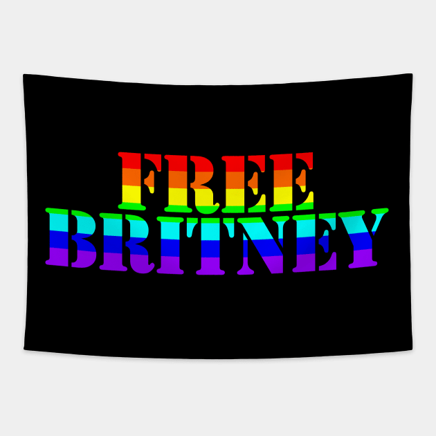 Free Britney Typography Bright Rainbow Text Tapestry by ellenhenryart