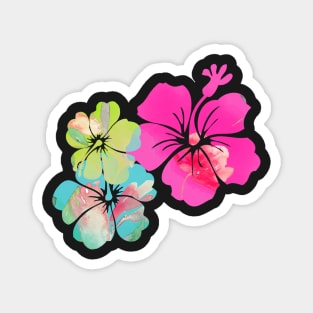 PixDezines Hibiscus Pink, Green+Blue Magnet