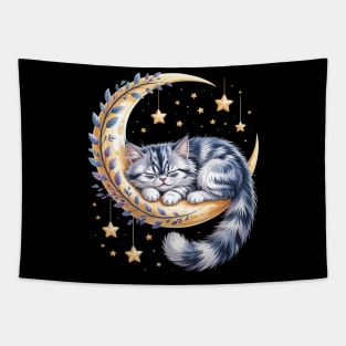 Crescent Moon British Longhair Cat Highland Straight Tapestry