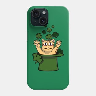 Cat catching clover Phone Case