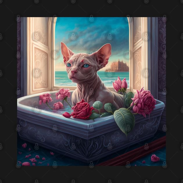 Sphynx Enjoying Luxury by Enchanted Reverie