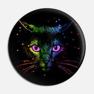 Rainbow drop Cat Face Pin