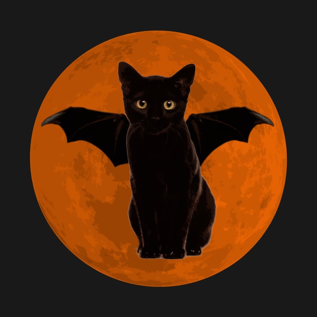 Orange Moon Bat Cat by YouAreHere