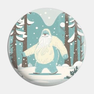 Snowy Yeti on a Happy Stroll Pin