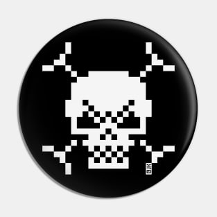 Skull And Crossbones Small (Pixel Art / Jolly Roger / White) Pin