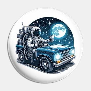 Astronaut Driving A Car Pin