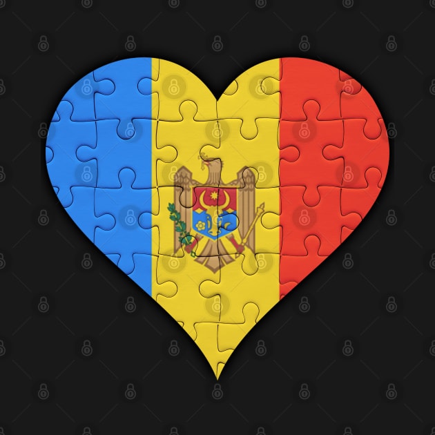 Moldovan Jigsaw Puzzle Heart Design - Gift for Moldovan With Moldova Roots by Country Flags