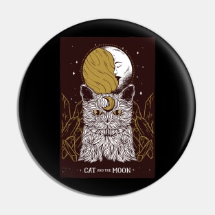 Tarot Card Moon Sun And Cat Crescent Occult Spiritual Gothic Witch Pin