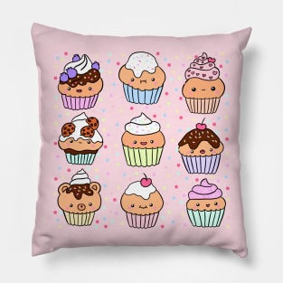 Kawaii colorful cupcakes Pillow