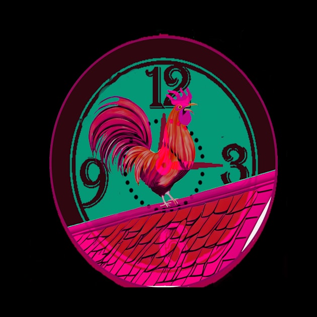 Funny Rooster Clock by VarietyStarDesigns