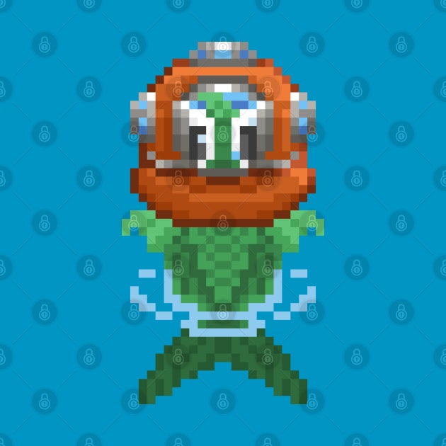 Pixel Art Fish Diver Clear by PixelCarvel