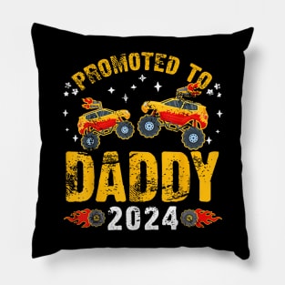 Promoted To Daddy Est 2024 Monster Trucks Dad To Be Pillow