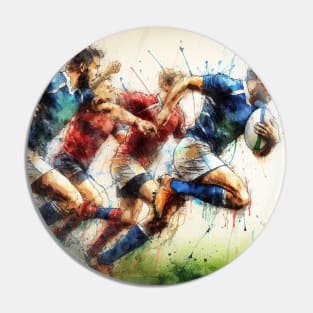 Artistic illustration of men playing rugby Pin