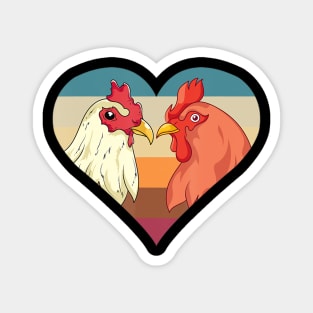 Farmer Chicken Couple Retro Farm Animal Heart Chicken Magnet